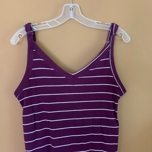 Torrid Purple and White Stripes Rib Tank Top - Picture 4 of 7